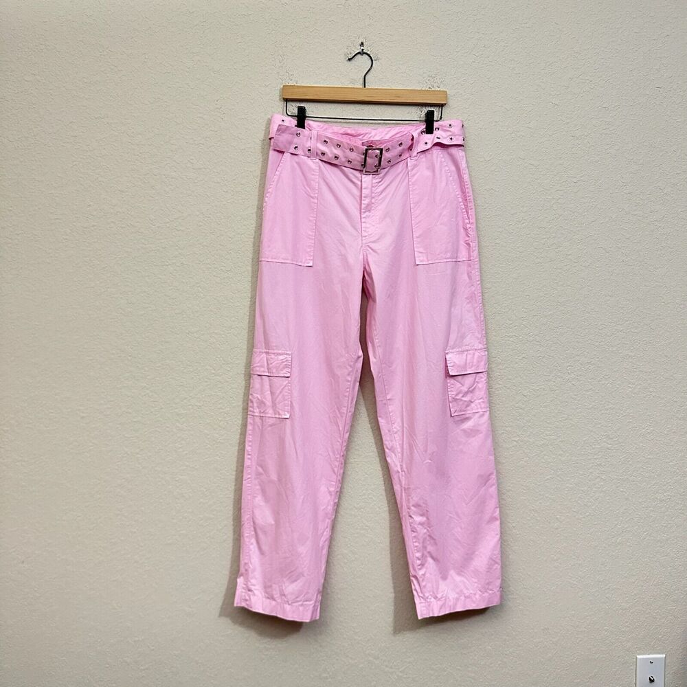 FRANKIES BIKINIS Jack Cargo Pants Gumdrop Pink Relaxed Straight Cotton